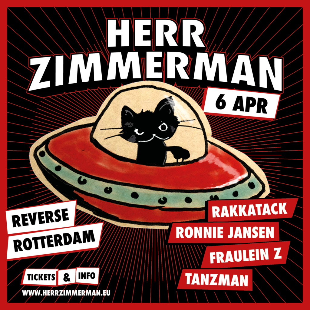 HERR ZIMMERMAN APRIL RAVE! - ZA. 6 APRIL - CLUB REVERSE ROTTERDAM